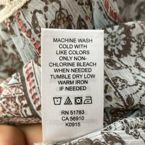 Maurices M White Pastel Ditzy Floral Sheer Boho Lightweight Flowy Peasant Blouse - Picture 7 of 12